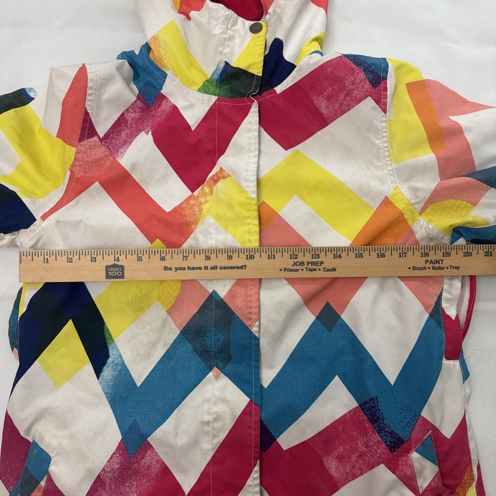 EMPYRE Zip Up Multicolor Rainbow Hooded Snowboard Jacket Women's M Chevron - Picture 5 of 6